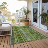 Homeroots 10' X 14' Green Plaid Washable Non Skid Indoor Outdoor Area Rug Green Polyester 561884