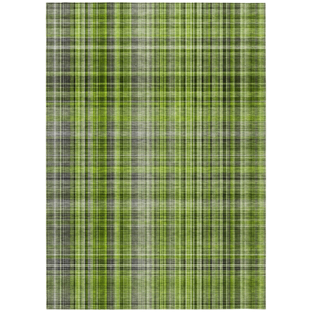 Homeroots 10' X 14' Green Plaid Washable Non Skid Indoor Outdoor Area Rug Green Polyester 561884