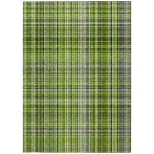 Homeroots 10' X 14' Green Plaid Washable Non Skid Indoor Outdoor Area Rug Green Polyester 561884
