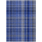 Homeroots 5' X 8' Navy Blue Plaid Washable Non Skid Indoor Outdoor Area Rug Navy Polyester 561889