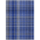 Homeroots 5' X 8' Navy Blue Plaid Washable Non Skid Indoor Outdoor Area Rug Navy Polyester 561889