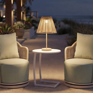 Lumika Solar Rattan Outdoor Table Lamp Cordless Led Warm Light for Patio Garden