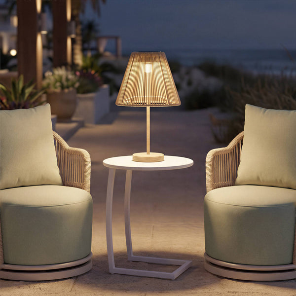 Lumika Solar Rattan Outdoor Table Lamp Cordless Led Warm Light for Patio Garden
