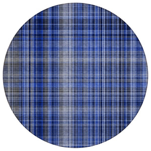 HomeRoots 5' X 8' Classic Plaid Washable Non-Skid Area Rug for Indoor & Outdoor Spaces – Durable & Stylish Navy 561890