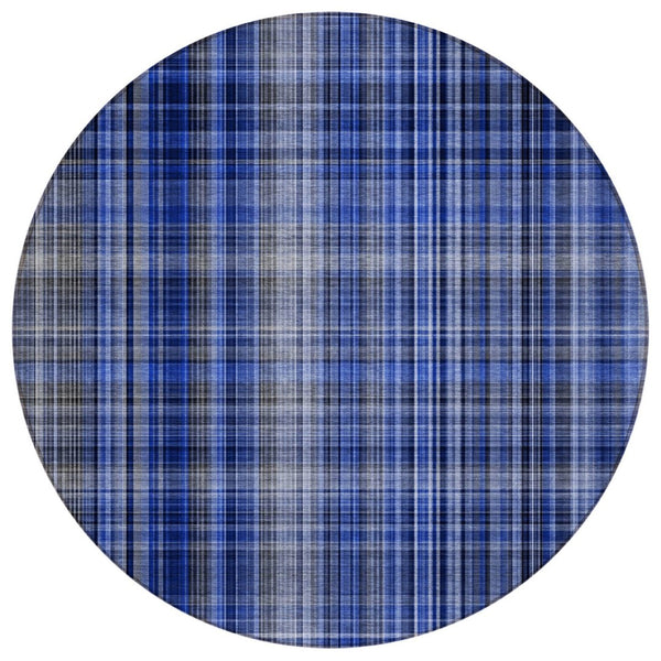 HomeRoots 5' X 8' Classic Plaid Washable Non-Skid Area Rug for Indoor & Outdoor Spaces – Durable & Stylish Navy 561890