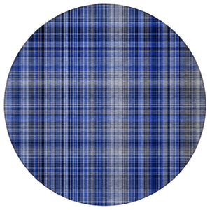 Homeroots 2' Stylish Plaid Washable Non-skid Indoor Outdoor Area Rug For Kids And Pets In Chic Design Navy Polyester 561890