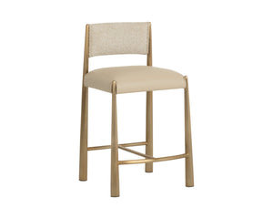 Sunpan BAYARD Counter Stool - Two-Tone Upholstery, Antique Brass Legs, Perfect for Modern Kitchens & Bars 112688