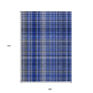 Homeroots 2' Stylish Plaid Washable Non-skid Indoor Outdoor Area Rug For Kids And Pets In Chic Design Navy Polyester 561892