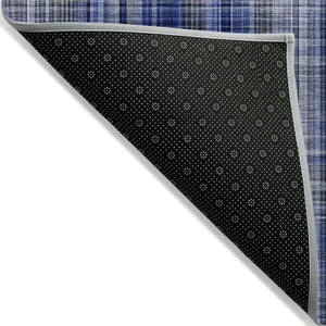 Homeroots 2' Stylish Plaid Washable Non-skid Indoor Outdoor Area Rug For Kids And Pets In Chic Design Navy Polyester 561892