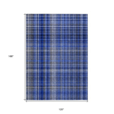 Homeroots 2' Stylish Plaid Washable Non-skid Indoor Outdoor Area Rug For Kids And Pets In Chic Design Navy Polyester 561893