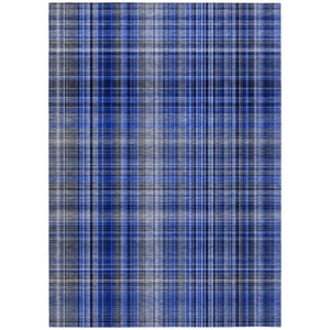 HomeRoots 5' X 8' Classic Plaid Washable Non-Skid Area Rug for Indoor & Outdoor Spaces – Durable & Stylish Navy 561893