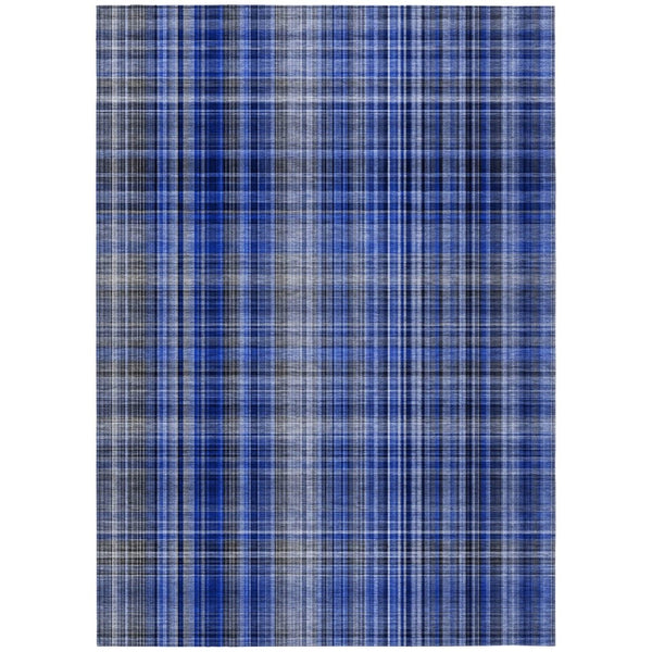 HomeRoots 5' X 8' Classic Plaid Washable Non-Skid Area Rug for Indoor & Outdoor Spaces – Durable & Stylish Navy 561893