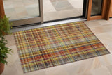 Homeroots 3' X 5' Orange Plaid Washable Non Skid Indoor Outdoor Area Rug Paprika Polyester 561897