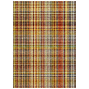Homeroots 3' X 5' Orange Plaid Washable Non Skid Indoor Outdoor Area Rug Paprika Polyester 561897