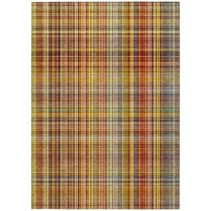 Homeroots 2' Stylish Plaid Washable Non-skid Indoor Outdoor Area Rug For Kids And Pets In Chic Design Paprika Polyester 561900