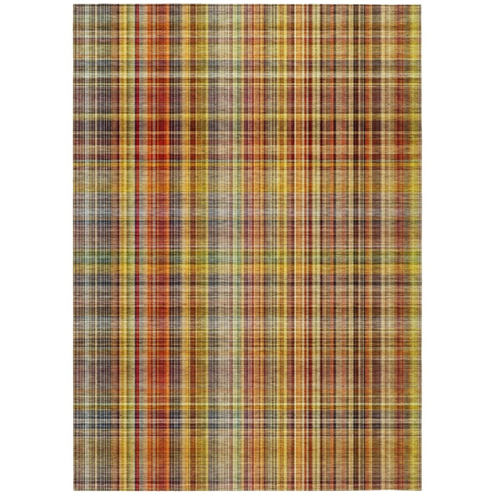 HomeRoots 5' X 8' Classic Plaid Washable Non-Skid Area Rug for Indoor & Outdoor Spaces – Durable & Stylish Paprika 561901