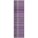 Homeroots 8' Runner Purple Plaid Washable Non Skid Indoor Outdoor Runner Rug Purple Polyester 561904