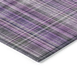 Homeroots 8' Runner Purple Plaid Washable Non Skid Indoor Outdoor Runner Rug Purple Polyester 561904