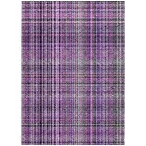 Homeroots 3' X 5' Purple And Gray Plaid Washable Non Skid Indoor Outdoor Area Rug Purple Polyester 561906