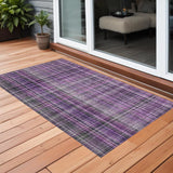 Homeroots 3' X 5' Purple And Gray Plaid Washable Non Skid Indoor Outdoor Area Rug Purple Polyester 561906