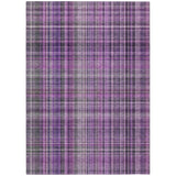 Homeroots 3' X 5' Purple And Gray Plaid Washable Non Skid Indoor Outdoor Area Rug Purple Polyester 561906