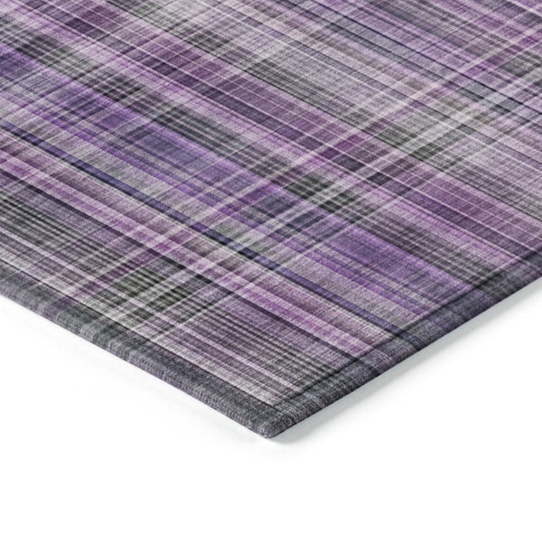 Homeroots 3' X 5' Purple And Gray Plaid Washable Non Skid Indoor Outdoor Area Rug Purple Polyester 561906