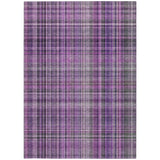 Homeroots 3' X 5' Purple And Gray Plaid Washable Non Skid Indoor Outdoor Area Rug Purple Polyester 561906