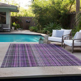 Homeroots 5' X 8' Purple And Gray Plaid Washable Non Skid Indoor Outdoor Area Rug Purple Polyester 561907