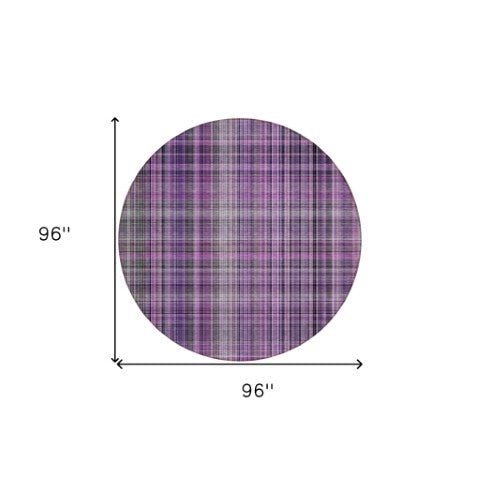 Homeroots 2' Stylish Plaid Washable Non-skid Indoor Outdoor Area Rug For Kids And Pets In Chic Design Purple Polyester 561908