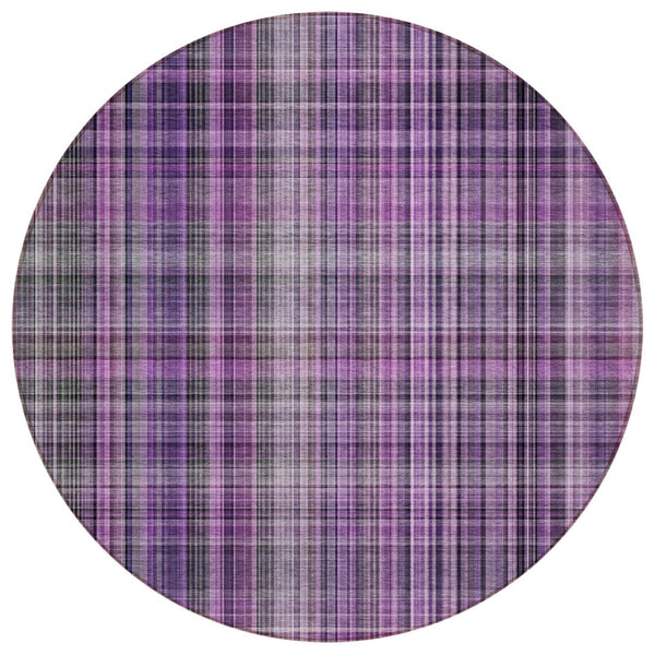 HomeRoots 5' X 8' Classic Plaid Washable Non-Skid Area Rug for Indoor & Outdoor Spaces – Durable & Stylish Purple 561908