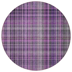 Homeroots 2' Stylish Plaid Washable Non-skid Indoor Outdoor Area Rug For Kids And Pets In Chic Design Purple Polyester 561908