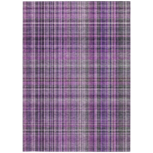 Homeroots 2' Stylish Plaid Washable Non-skid Indoor Outdoor Area Rug For Kids And Pets In Chic Design Purple Polyester 561909