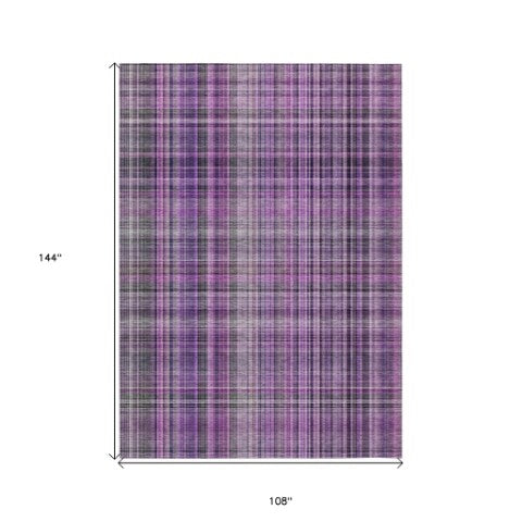 Homeroots 2' Stylish Plaid Washable Non-skid Indoor Outdoor Area Rug For Kids And Pets In Chic Design Purple Polyester 561910