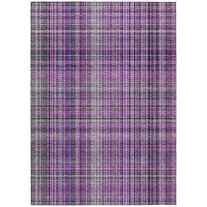 HomeRoots 5' X 8' Classic Plaid Washable Non-Skid Area Rug for Indoor & Outdoor Spaces – Durable & Stylish Purple 561910