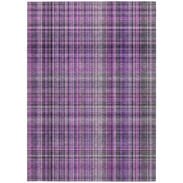 Homeroots 2' Stylish Plaid Washable Non-skid Indoor Outdoor Area Rug For Kids And Pets In Chic Design Purple Polyester 561910