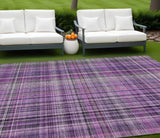 Homeroots 10' X 14' Purple And Gray Plaid Washable Non Skid Indoor Outdoor Area Rug Purple Polyester 561911