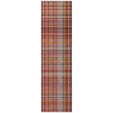 Homeroots 8' Runner Red Plaid Washable Non Skid Indoor Outdoor Runner Rug Red Polyester 561913