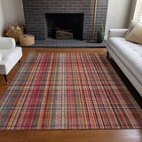 Homeroots 3' X 5' Red Orange And Brown Plaid Washable Non Skid Indoor Outdoor Area Rug Red Polyester 561915