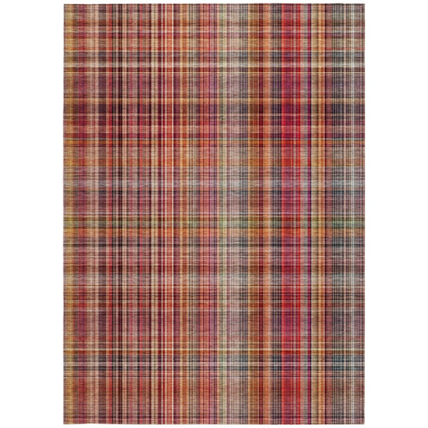 Homeroots 2' Stylish Plaid Washable Non-skid Indoor Outdoor Area Rug For Kids And Pets In Chic Design Red Polyester 561916