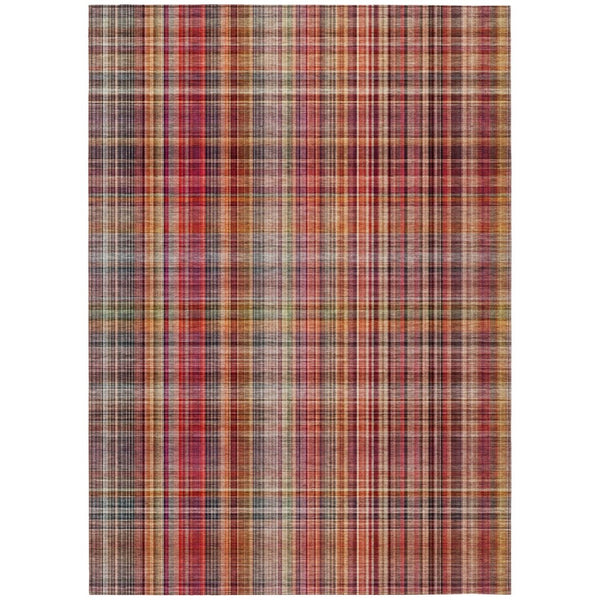 HomeRoots 5' X 8' Classic Plaid Washable Non-Skid Area Rug for Indoor & Outdoor Spaces – Durable & Stylish Red 561916