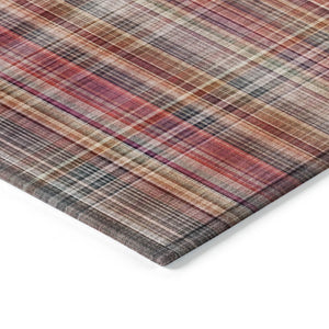Homeroots 2' Stylish Plaid Washable Non-skid Indoor Outdoor Area Rug For Kids And Pets In Chic Design Red Polyester 561916