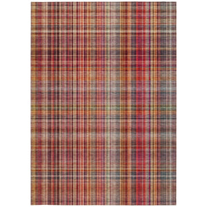 Homeroots 2' Stylish Plaid Washable Non-skid Indoor Outdoor Area Rug For Kids And Pets In Chic Design Red Polyester 561916