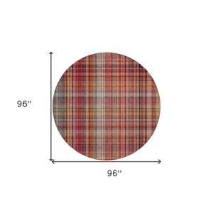 Homeroots 2' Stylish Plaid Washable Non-skid Indoor Outdoor Area Rug For Kids And Pets In Chic Design Red Polyester 561917