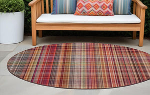 Homeroots 2' Stylish Plaid Washable Non-skid Indoor Outdoor Area Rug For Kids And Pets In Chic Design Red Polyester 561917