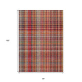 Homeroots 8' X 10' Red Plaid Washable Non Skid Indoor Outdoor Area Rug Red Polyester 561918