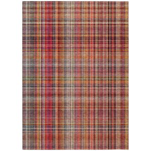 Homeroots 8' X 10' Red Plaid Washable Non Skid Indoor Outdoor Area Rug Red Polyester 561918