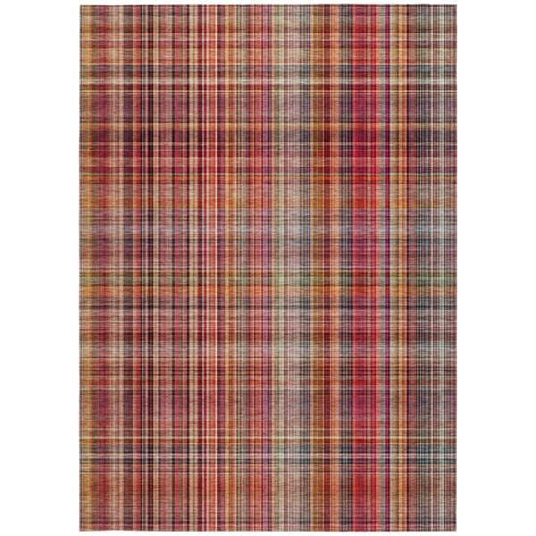 Homeroots 8' X 10' Red Plaid Washable Non Skid Indoor Outdoor Area Rug Red Polyester 561918
