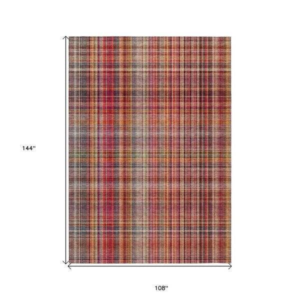 HomeRoots 5' X 8' Classic Plaid Washable Non-Skid Area Rug for Indoor & Outdoor Spaces – Durable & Stylish Red 561919