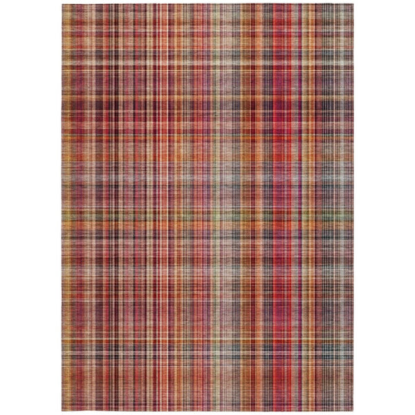 HomeRoots 5' X 8' Classic Plaid Washable Non-Skid Area Rug for Indoor & Outdoor Spaces – Durable & Stylish Red 561919