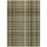 Homeroots 3' X 5' Green Beige And Gray Plaid Washable Non Skid Indoor Outdoor Area Rug Taupe Polyester 561924